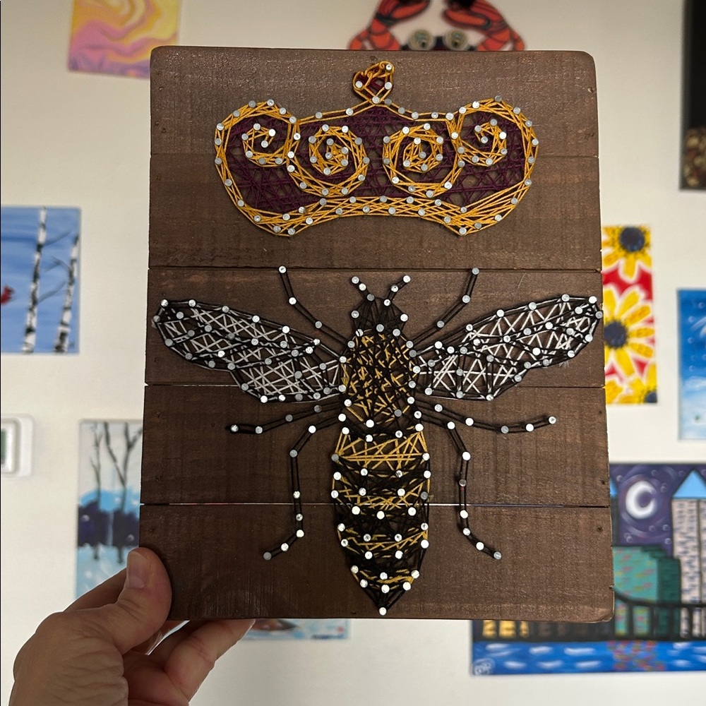 Primitives by Kathy Queen Bee String Art on Wood base